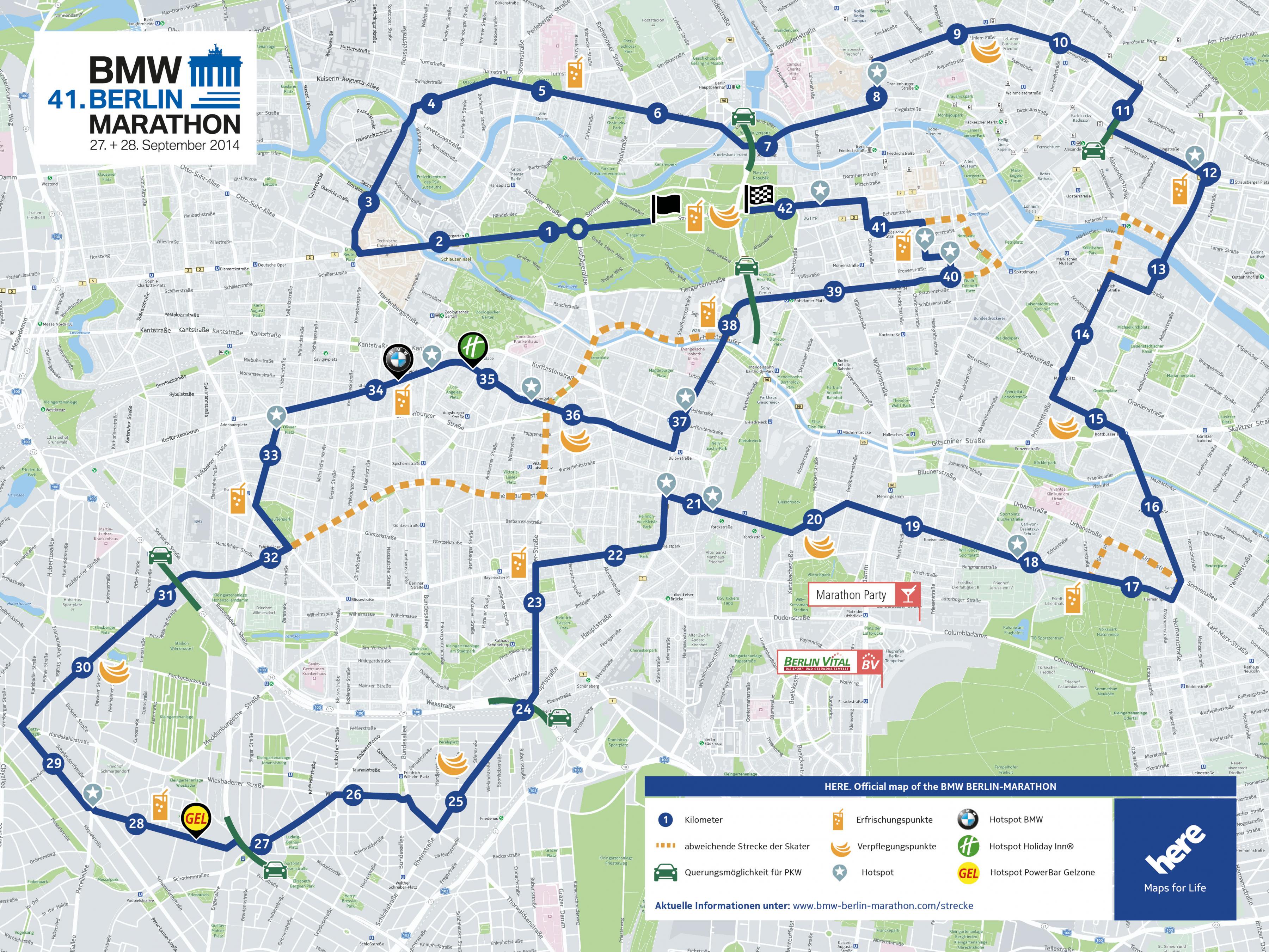 Marathon van berlijn kaart Kaart van berlin marathon (Duitsland)