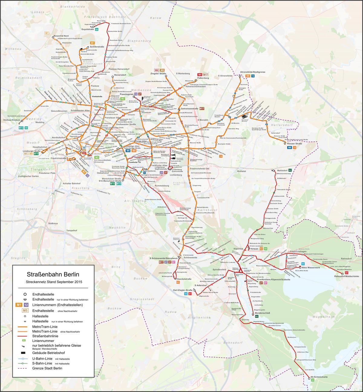 tram kaart van berlijn