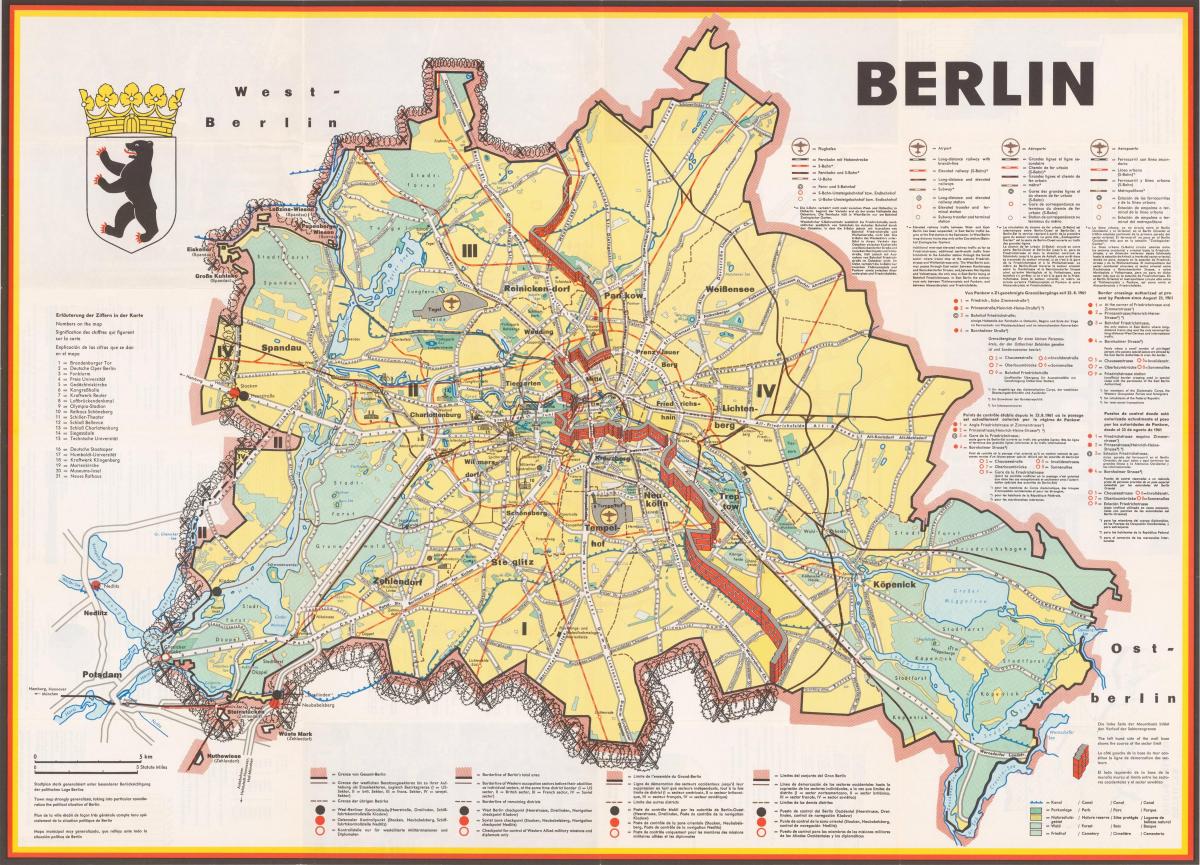 kaart van de berlijnse muur route