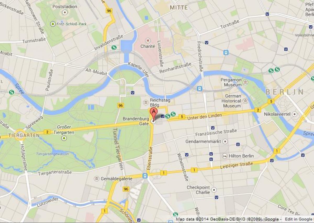 kaart van de brandenburger tor in berlijn