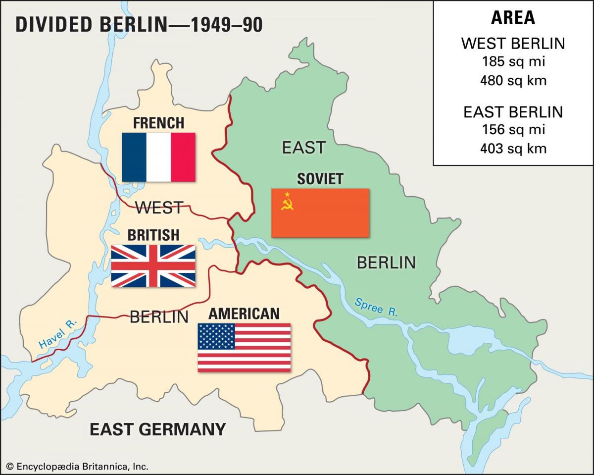 kaart van oost-berlijn en west-berlijn
