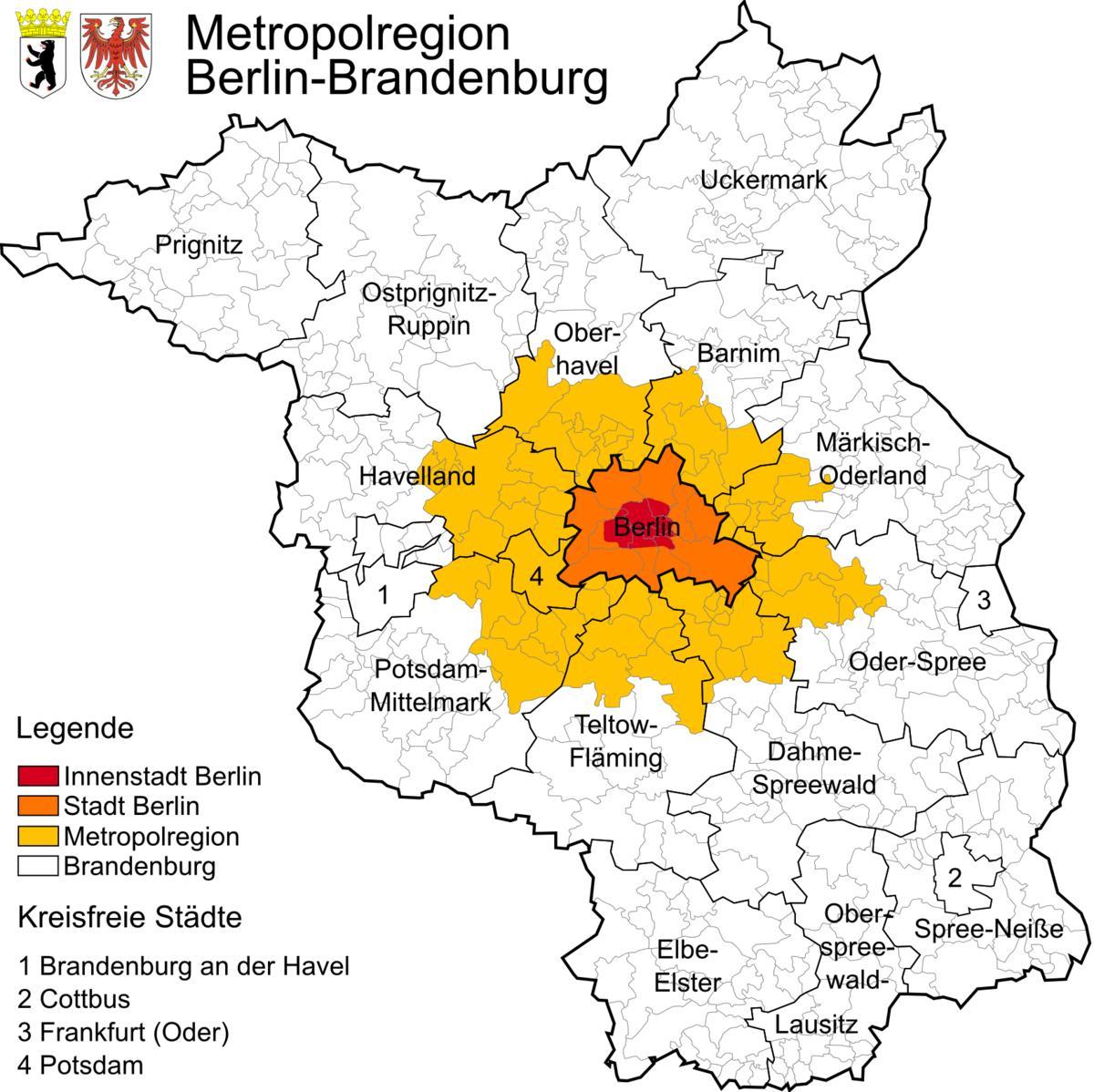 kaart van regio berlijn