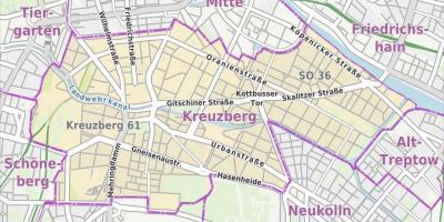 De berlijnse wijk kreuzberg kaart